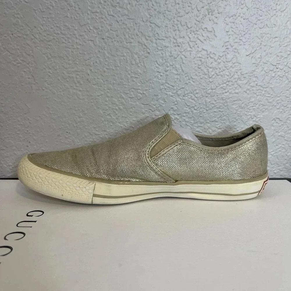 Burberry Cndonqingus Metallic Light Gold Speckle Slip On Shoes Womens 38 EU/8 US